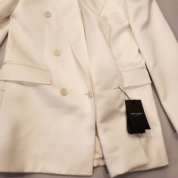 *HOLIDAY FINAL PRICE DROP* NWT$4,590 Saint Laurent Silk Satin Blazer Jacket Sz 8 - Picture 13 of 16